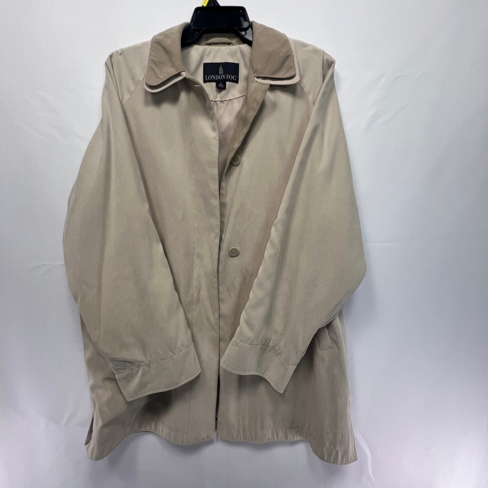 London Fog Mens Tan Button Front Jacket Size S Regular Collared Lightweight Coat